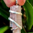 30 ct Sterling Silver Wire Wrapped Pendant / Natural Pink Tourmaline Pendant