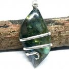 55 ct Natural Royal Labradorite Forged Sterling Silver Art Wrap Pendant