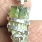 11.60 ct Watermelon Tourmaline Crystal in Sterling Silver Art Wrap Pendant