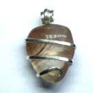 12.8 ct Sterling Silver Wire Wrap Pendant W/ Natural Rutiled Gem Quartz,Necklace