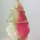 26.00 ct Watermelon Tourmaline Crystal in Sterling Silver Art Wrap Pendant