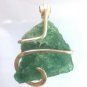 13.80 Green Tourmaline Slice Sterling Silver Art Wrap Pendant Neclkace