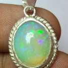 16.60 ct Sterling Silver Wire Wrap Pendant with Opal Gemstone Necklace