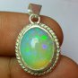 16.60 ct Sterling Silver Wire Wrap Pendant with Opal Gemstone Necklace