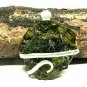 19.4 ct Moldavite Slice in Sterling Silver Art Wrap Pendant Necklace