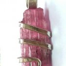 10.5 ct Sterling Silver WireWrap Pendant Pink Color Tourmaline Crystal,Handmade