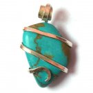 13.00 ct Beautiful Polished Turquoise Slice in Sterling Silver Art Wrap Pendant