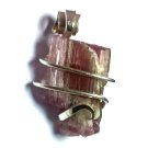 14 ct Watermelon Tourmaline Crystal in Sterling Silver Art Wrap Pendant Necklace