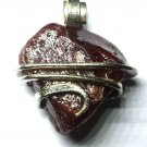 24.50 ct Natural Rough Ruby Crystal in Sterling Silver Pendant Wrap Necklace