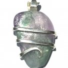 24.10 ct Fluorite in Hand Forged Sterling Silver Art Wrap Pendant / Necklace