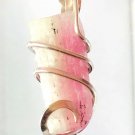 14.80 ct Watermelon Tourmaline Crystal in Sterling Silver Art Wrap Pendant