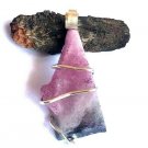 20.90 ct Watermelon Tourmaline Crystal in Sterling Silver Art Wrap Pendant
