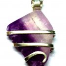 28 ct Bi Color Fluorite in Hand Forged Sterling Silver Art Wrap Pendant/Necklace
