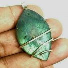 63 ct Natural Royal Labradorite Forged Sterling Silver Art Wrap Pendant