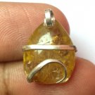 15.3 ct Sterling Silver Wire Wrap Pendant W/ Natural Rutiled Gem Quartz