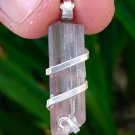 15.7 ct Sterling Silver Wire Wrap Pendant Pink Clean Tourmaline Crystal Necklace