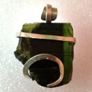 40 ct Sterling Silver Wire Wrap Pendant W/ Bi Color Tourmaline Crystal,necklace