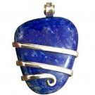 44 carat Sterling Silver Wire Wrap Pendant Lapis Lazuli Crystal Necklace Gift