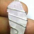 31.20 ct Sterling Silver Wire Wrap Pendant W/ Kunzite Crystal,Handmade Necklace
