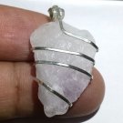 29.5 ct Sterling Silver Wire Wrap Pendant W/ Kunzite Crystal,Necklace