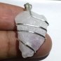 29.5 ct Sterling Silver Wire Wrap Pendant W/ Kunzite Crystal,Necklace