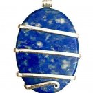 113 ct Sterling Silver Wire Wrap Pendant Lapis Lazuli Necklace Birthstone