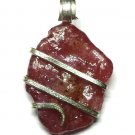 11.90 ct Natural Rough Ruby Crystal in Sterling Silver Pendant Wrap Necklace