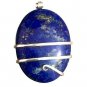 124 ct Big Sterling Silver Wire Wrap Pendant Lapis Lazuli Necklace Birthstone