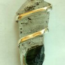 32 ct Sterling Silver Wire Wrap Pendant W/ Bi Color Tourmaline Handmade Necklace