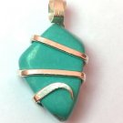 14.9ct Beautiful Polished Turquoise Slice in Sterling Silver Art Wrap Pendant
