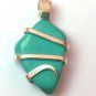 14.9ct Beautiful Polished Turquoise Slice in Sterling Silver Art Wrap Pendant