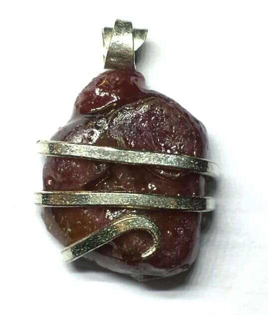 22.50 ct Natural Rough Ruby Crystal in Sterling Silver Pendant Wrap Necklace