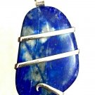 43.10 ct Sterling Silver Wire Wrap Pendant Lapis Lazuli Crystal Necklace