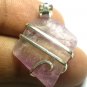 30.10 ct Bi Color Fluorite in Hand Forged Sterling Silver Art Wrap Pendant