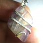 27.50 ct Bi Color Fluorite in Hand Forged Sterling Silver Art Wrap Pendant