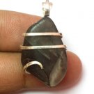46 ct Bi Color Fluorite in Hand Forged Sterling Silver Art Wrap Pendant necklace