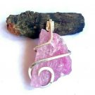21.30 ct Watermelon Tourmaline Crystal in Sterling Silver Art Wrap Pendant