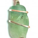 31.60 ct Bi Color Fluorite in Hand Forged Sterling Silver Art Wrap Pendant