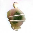 17.10 carat Watermelon Color Tourmaline Slice in Sterling Silver Art Wrap Pendant
