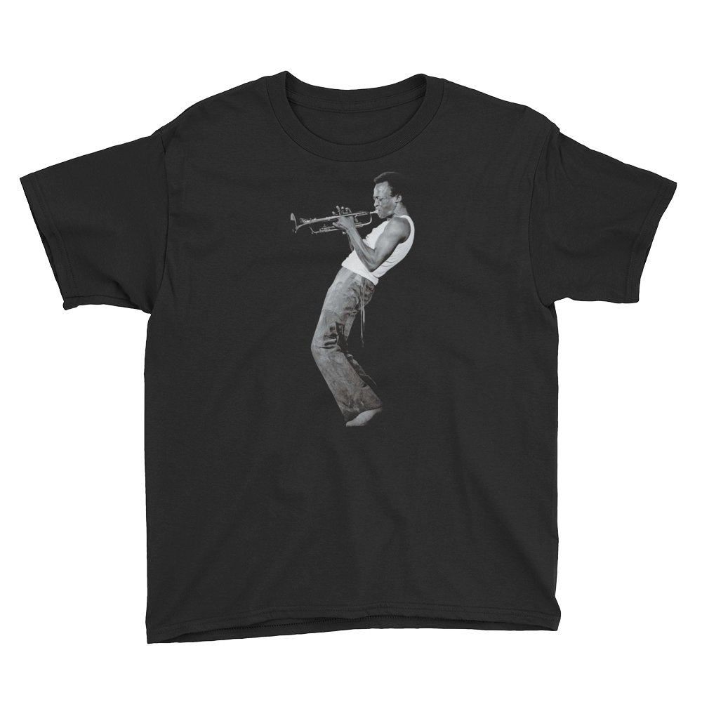 Miles Davis Playing his Trumpet Artwork Youth T-Shirt