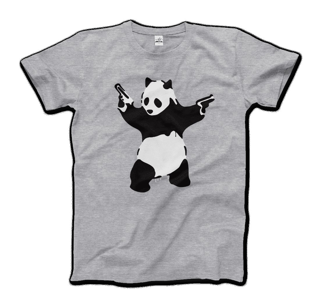 Banksy Pandamonium Armed Panda Artwork T-Shirt, Unique Street Art Graffiti Style