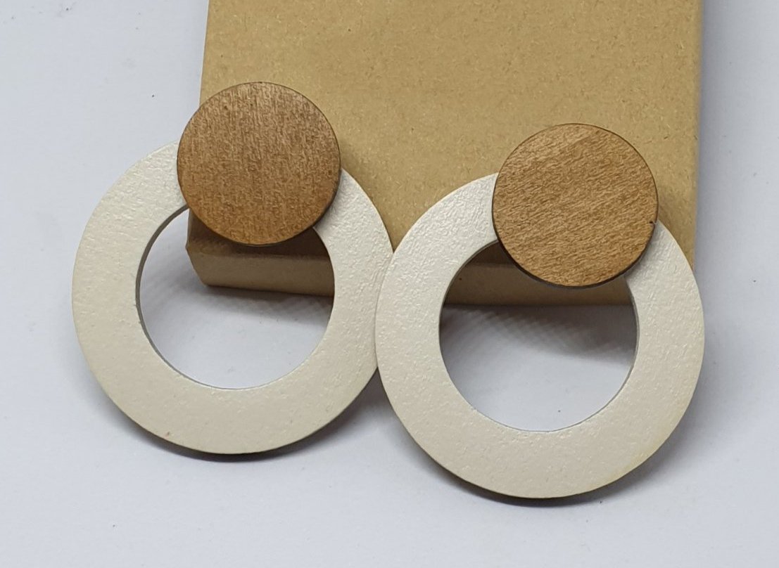 2pcs/lot stud type wooden color earrings (diam: 50mm)