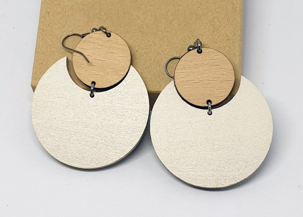 2pcs/lot dangle/wire-hook type wooden color earrings (52mmx45mm)