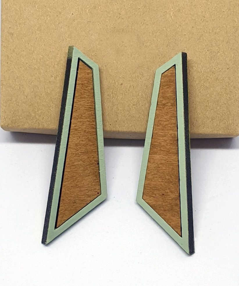 2pcs/lot stud type wooden color earrings (65mm x 20mm)