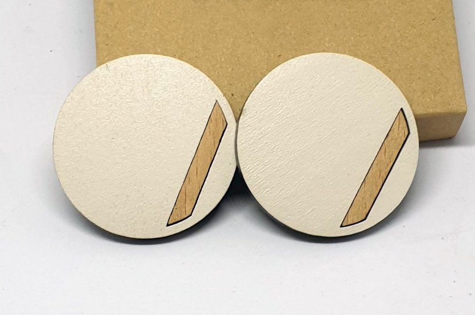 2pcs/lot stud type wooden color earrings (diam: 50mm)