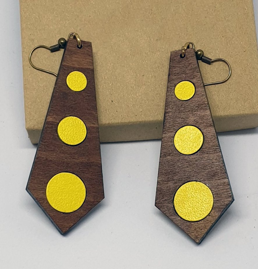 2pcs/lot dangle/wire-hook type wooden color earrings (65mm x 25mm)