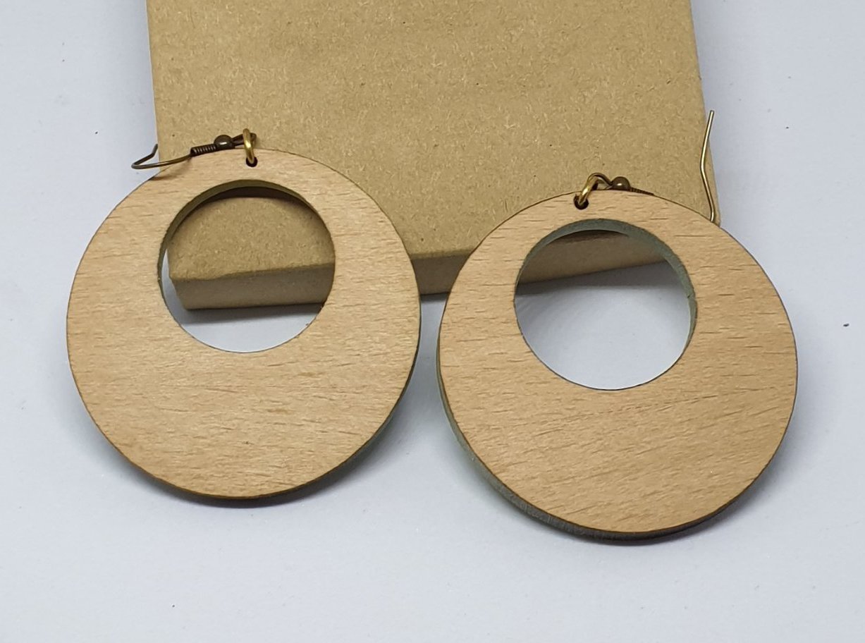 2pcs/lot dangle/wire-hook type wooden color earrings (diam: 50mm)