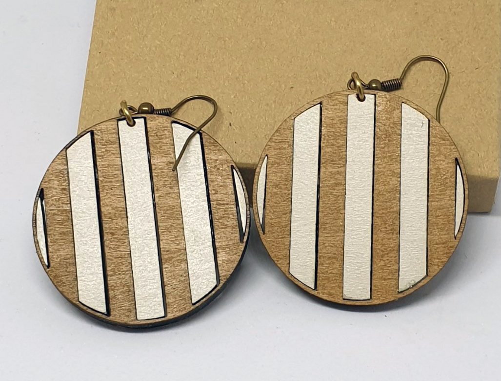2pcs/lot dangle/wire-hook type wooden color earrings (diam: 50mm)