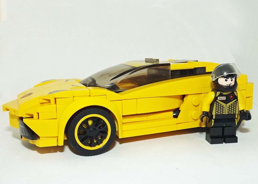 Yellow Sport Car with Custom Minifigure Bricks Semut Toys