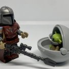 Mandalorian and Baby Yoda Star Wars Din Djarin and Grogu with Amban Rifle Minifigure Semut Toys